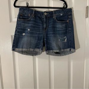 American Eagle Cuffed Denim Distressed Shorts